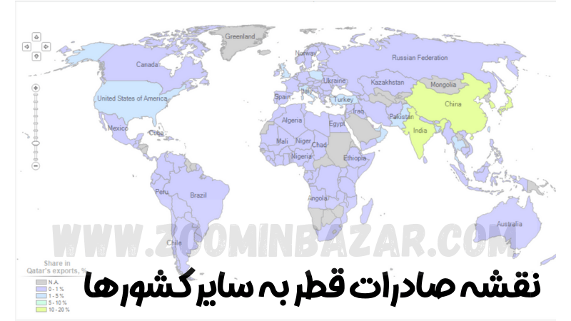 نقشه صادرات قطر به سایر کشورها