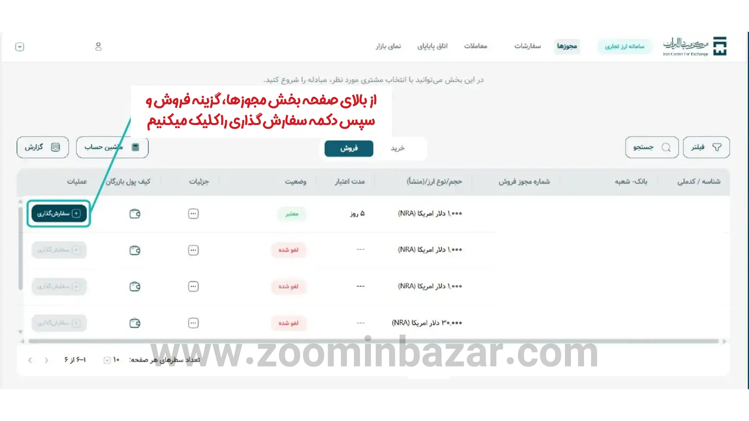 آموزش خرید و فروش ارز در گروه دوم مرکز مبادله ارز و طلا - مرحله هشتم: سفارش گذاری
