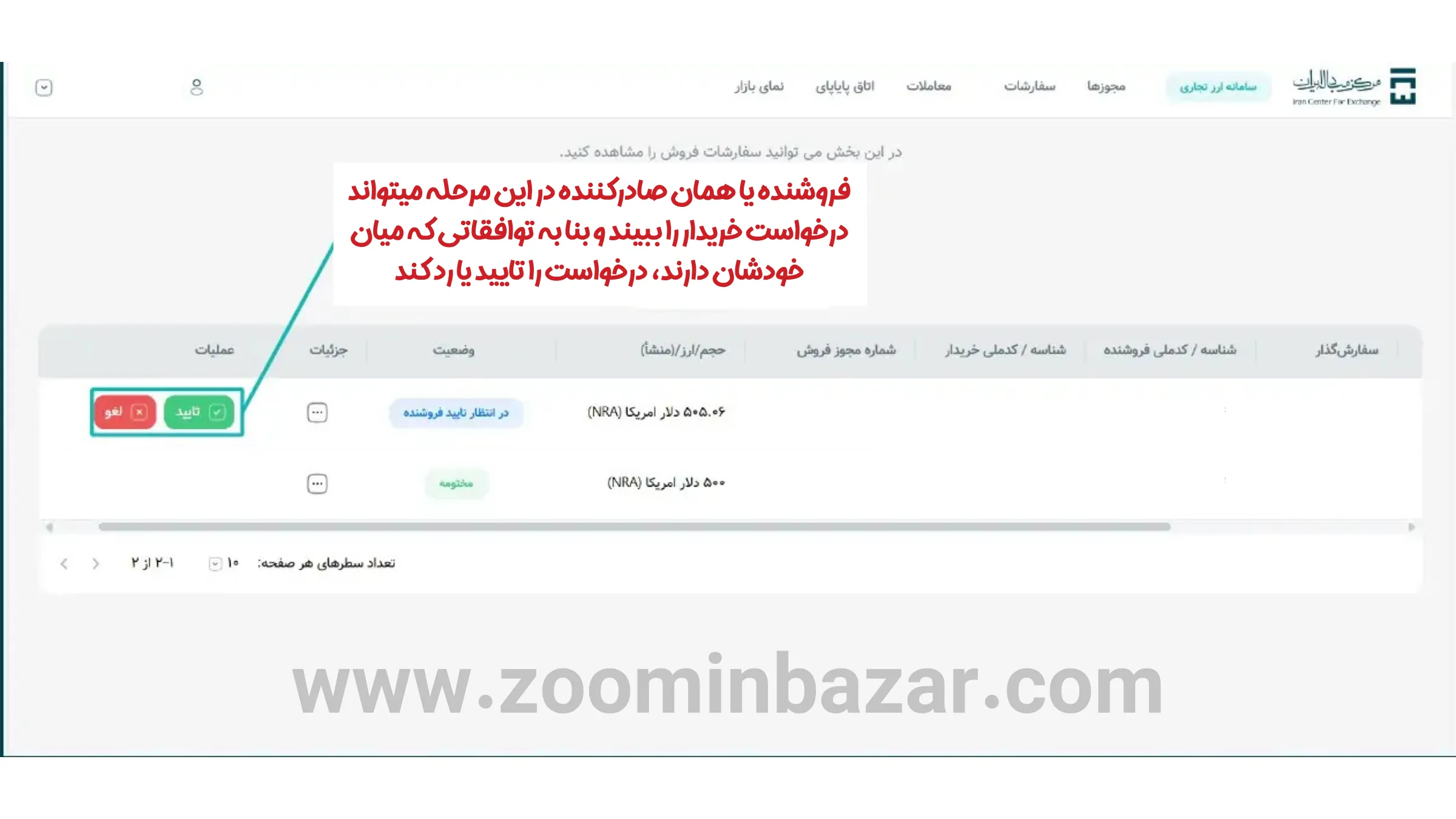 آموزش خرید و فروش ارز در گروه دوم مرکز مبادله ارز و طلا - مرحله هجدهم: بررسی درخواست توسط فروشنده