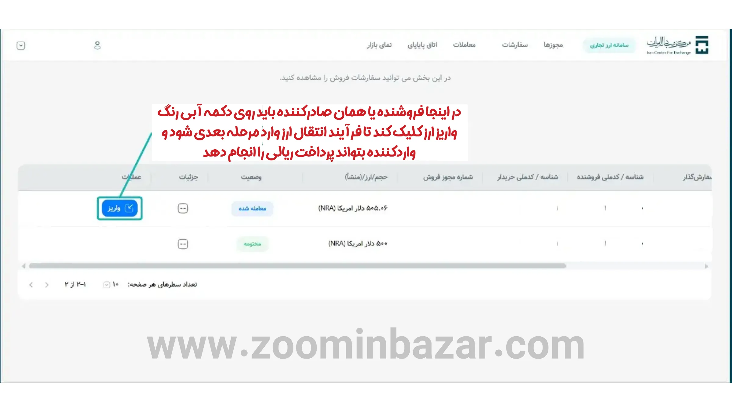 آموزش خرید و فروش ارز در گروه دوم مرکز مبادله ارز و طلا - مرحله بیستم: شروع فرآیند واریز ارز