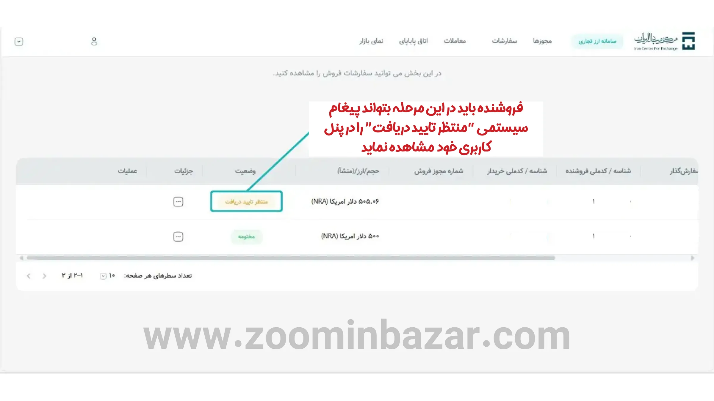 آموزش خرید و فروش ارز در گروه دوم مرکز مبادله ارز و طلا - مرحله بیست و یکم: منتظر تایید دریافت